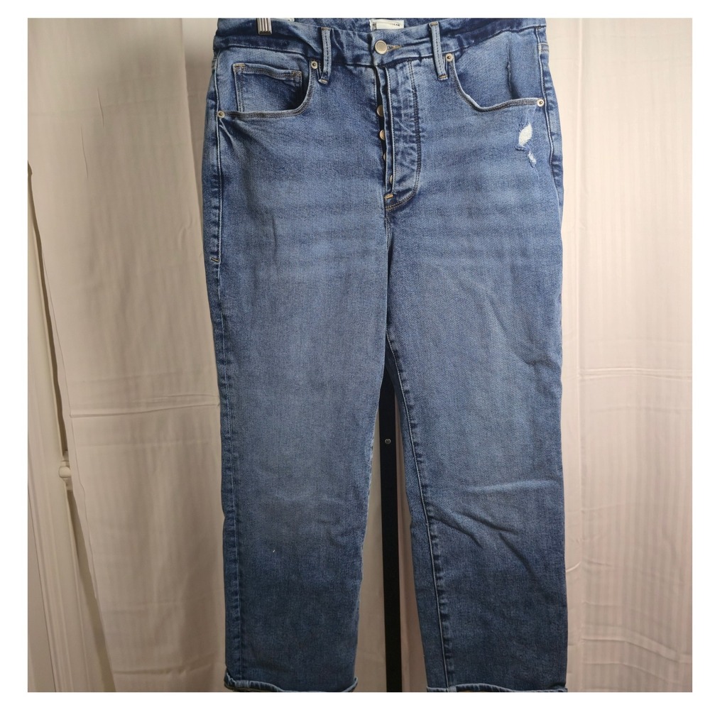 Good American Juniors Jeans‎ Size 15 Button Fly Distressed Denim Indigo380
